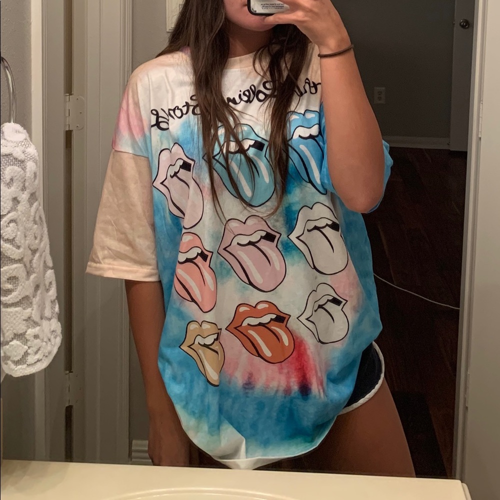 Oversized Rolling Stones Tie-dye T-shirt